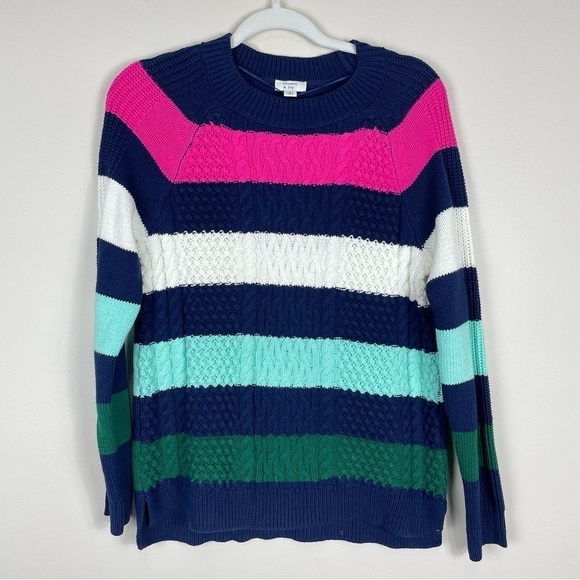 NWT Crown & Ivy Stripe Cotton Long Sleeve Pullover Sweater Size Womens Small - Picture 1 of 6
